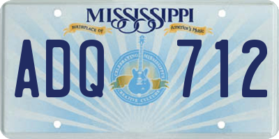 MS license plate ADQ712