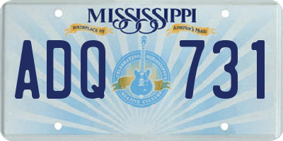 MS license plate ADQ731