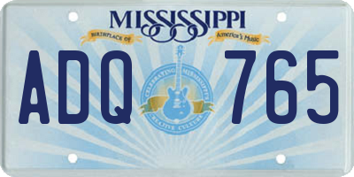MS license plate ADQ765