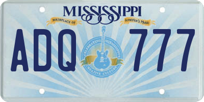 MS license plate ADQ777