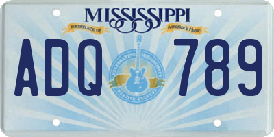MS license plate ADQ789