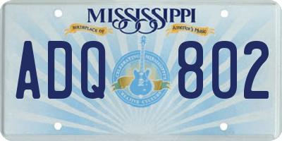 MS license plate ADQ802