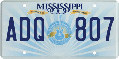 MS license plate ADQ807