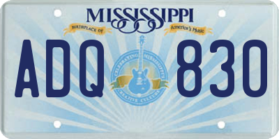 MS license plate ADQ830
