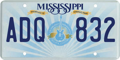 MS license plate ADQ832