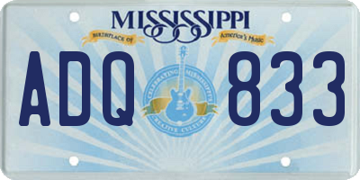 MS license plate ADQ833