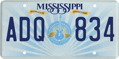 MS license plate ADQ834