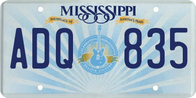 MS license plate ADQ835