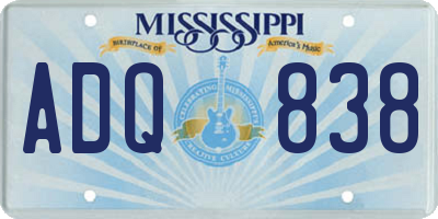 MS license plate ADQ838