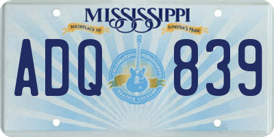 MS license plate ADQ839