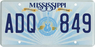 MS license plate ADQ849