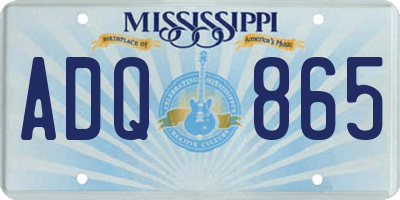 MS license plate ADQ865
