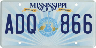 MS license plate ADQ866