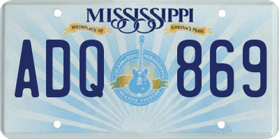 MS license plate ADQ869