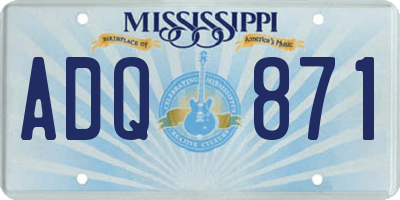 MS license plate ADQ871
