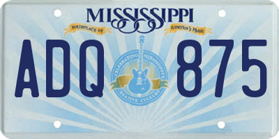MS license plate ADQ875