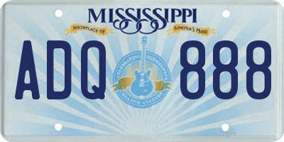 MS license plate ADQ888
