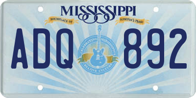 MS license plate ADQ892