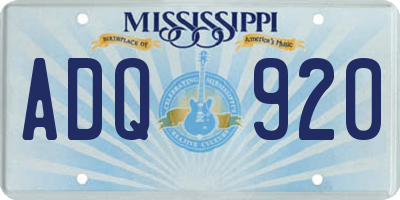 MS license plate ADQ920
