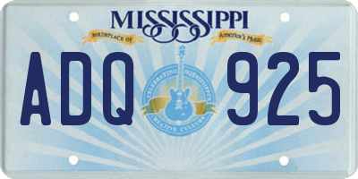 MS license plate ADQ925