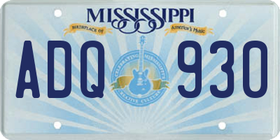 MS license plate ADQ930