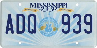 MS license plate ADQ939