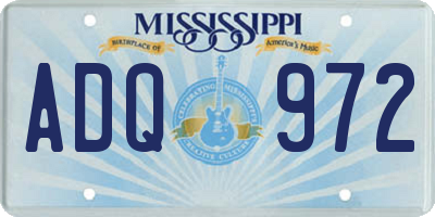 MS license plate ADQ972