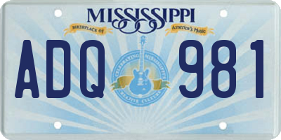 MS license plate ADQ981