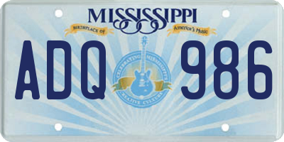 MS license plate ADQ986