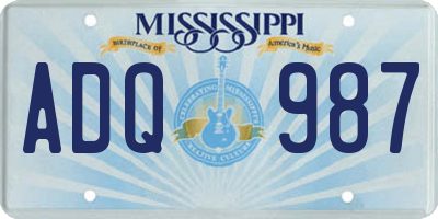 MS license plate ADQ987