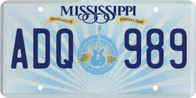 MS license plate ADQ989