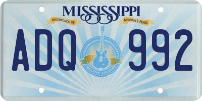 MS license plate ADQ992
