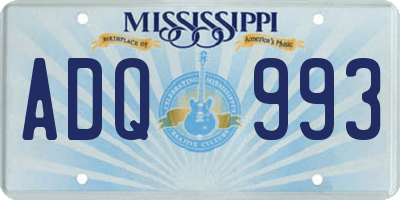 MS license plate ADQ993