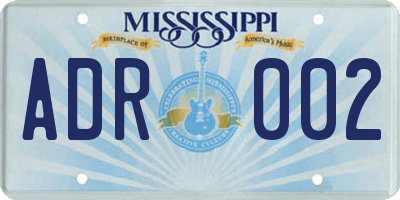 MS license plate ADR002