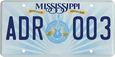 MS license plate ADR003