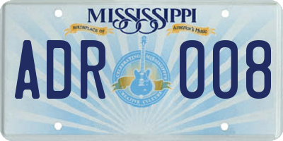 MS license plate ADR008