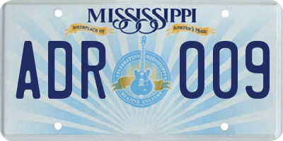 MS license plate ADR009