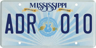 MS license plate ADR010