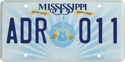 MS license plate ADR011