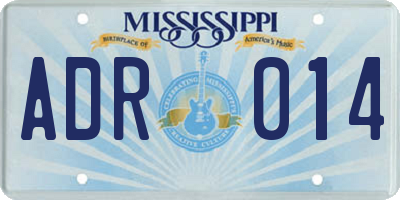 MS license plate ADR014