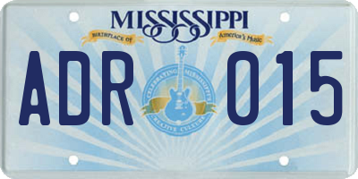 MS license plate ADR015