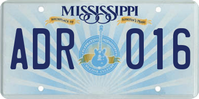 MS license plate ADR016