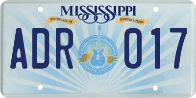 MS license plate ADR017