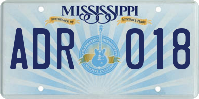MS license plate ADR018