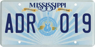 MS license plate ADR019