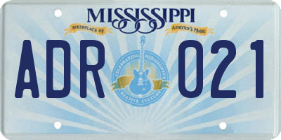 MS license plate ADR021