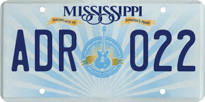 MS license plate ADR022