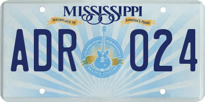 MS license plate ADR024