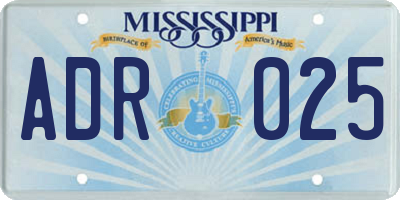 MS license plate ADR025