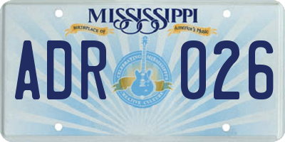 MS license plate ADR026